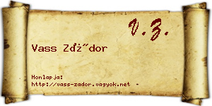 Vass Zádor névjegykártya